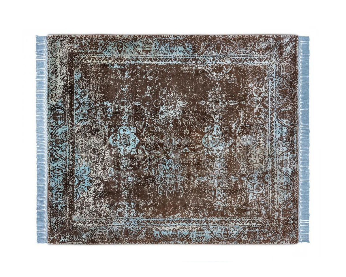 Buy Modern carpet Rug Star Persia/rajasthan Rajasthan No. 01 | LightBlue on NaturalBrown | SilkFringes